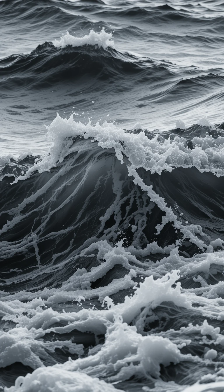 Black and White Lunar Night Sea Fine Art Print