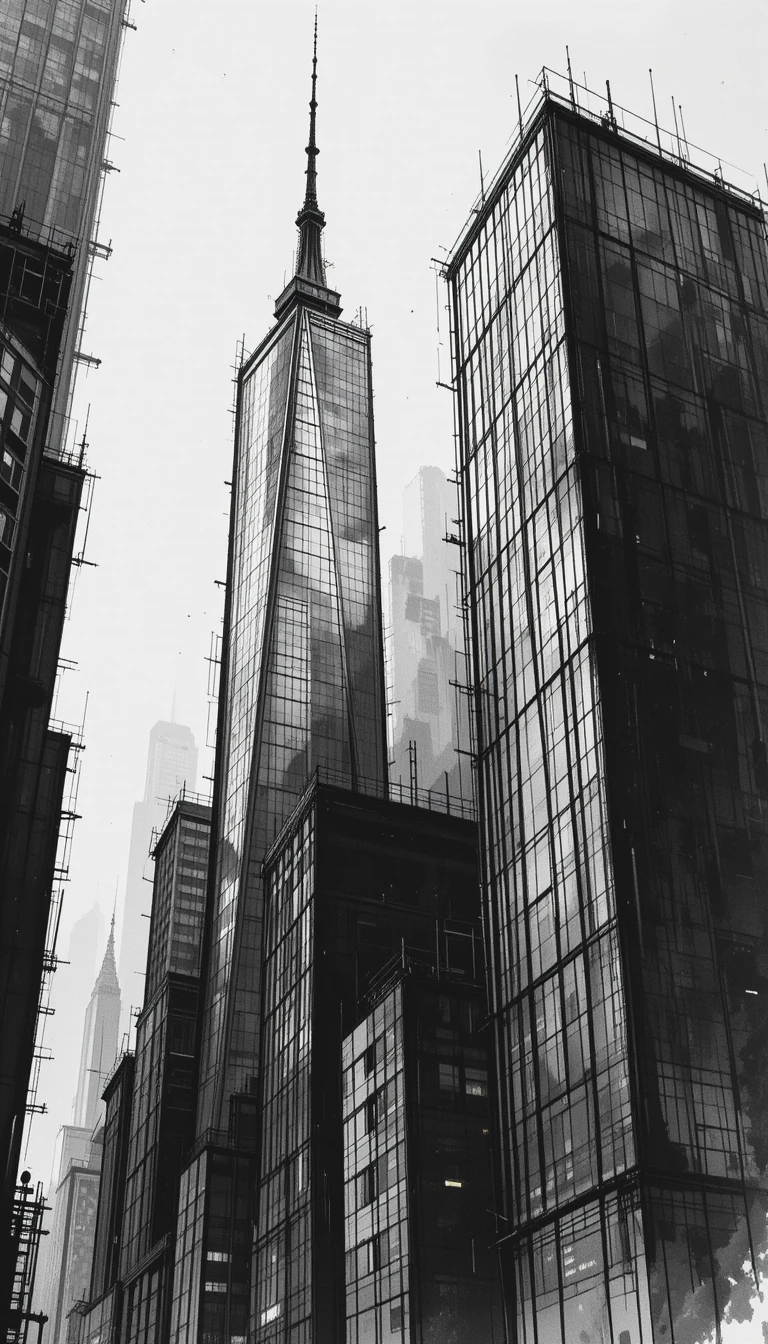 Black and White New York Skyscrapers Splatter Print