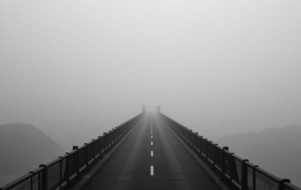 Monochrome Golden Gate Bridge Misty Landscape Wall Art