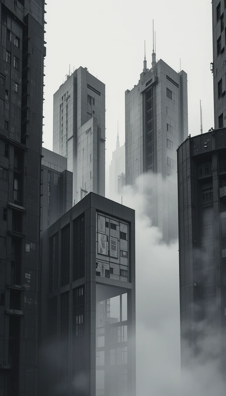 Sharp pointed skyscraper in clouds