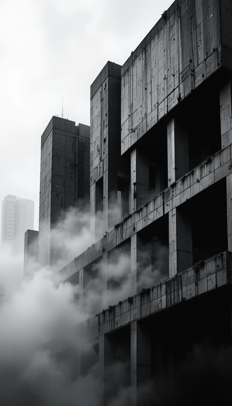 Sharp pointed skyscraper in clouds