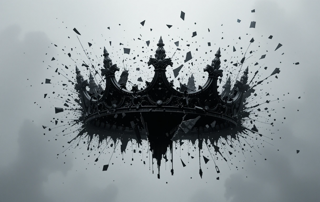 Shattered Crown Black and White Art Print