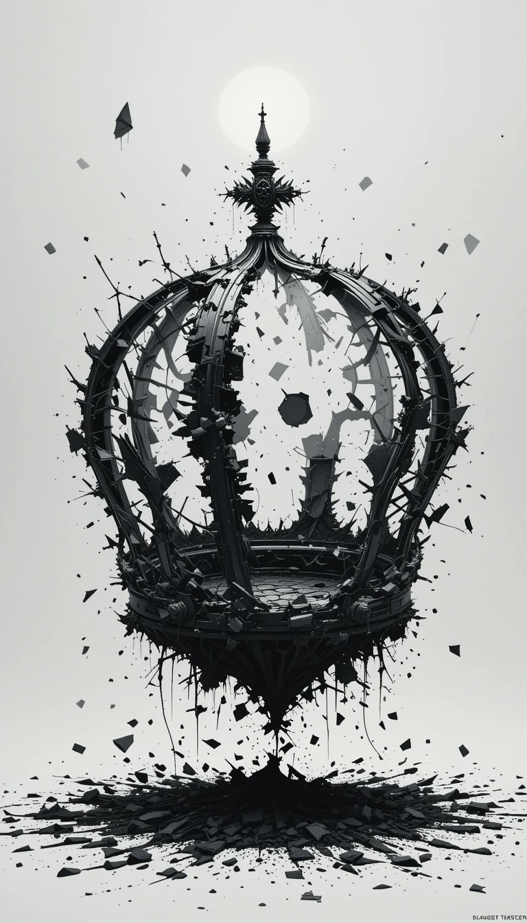 Shattered Crown Black and White Art Print
