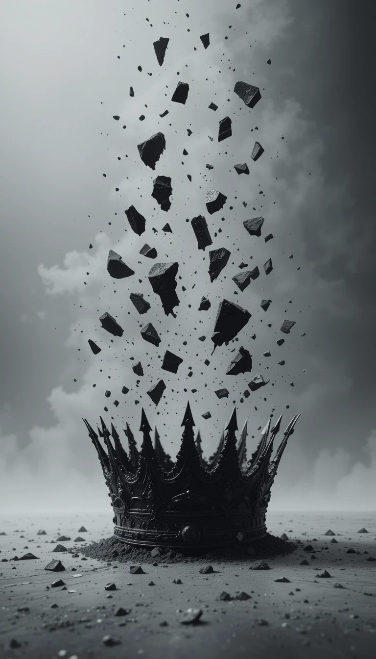 Shattered Crown Black and White Art Print