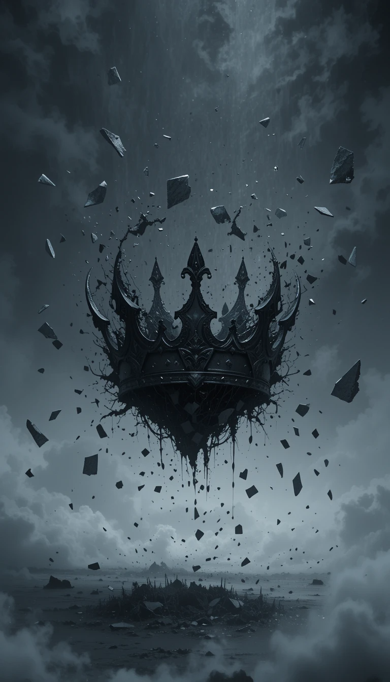 Shattered Crown Black and White Art Print