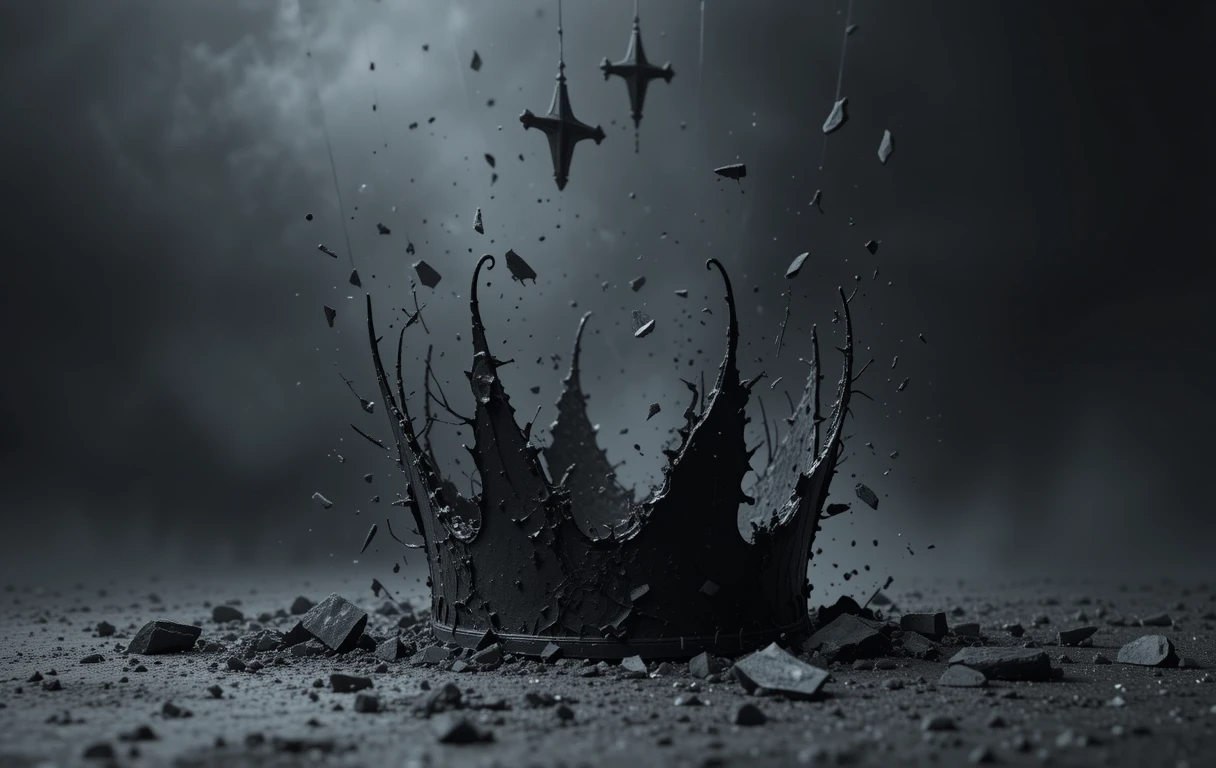 Shattered Crown Black and White Art Print