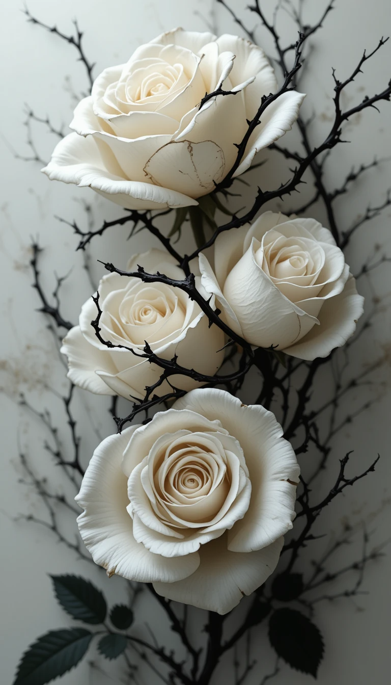 White roses with black thorns