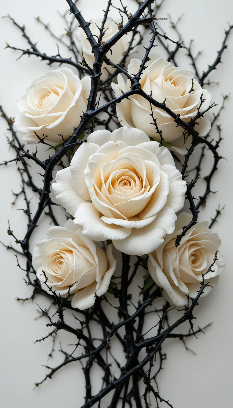 White roses with black thorns