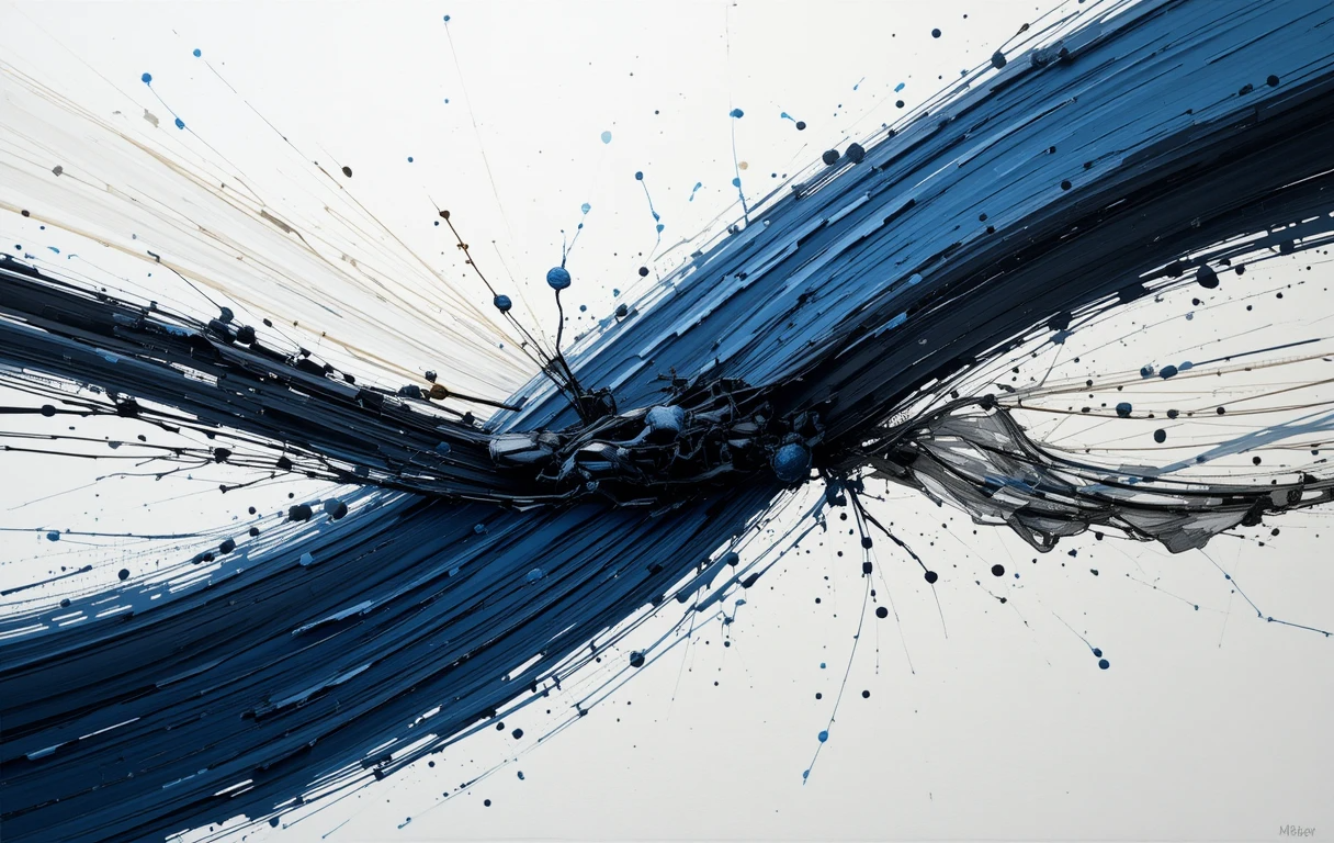 Abstract exploding dark structure with colors (mostly dark)