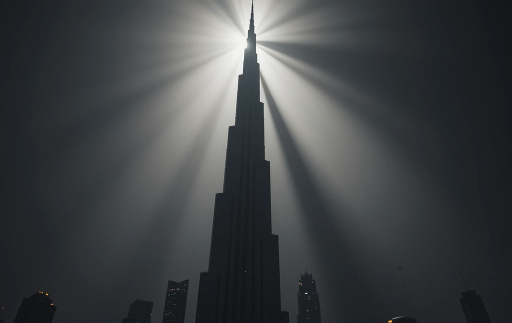 Burj Khalifa-like tower from below
