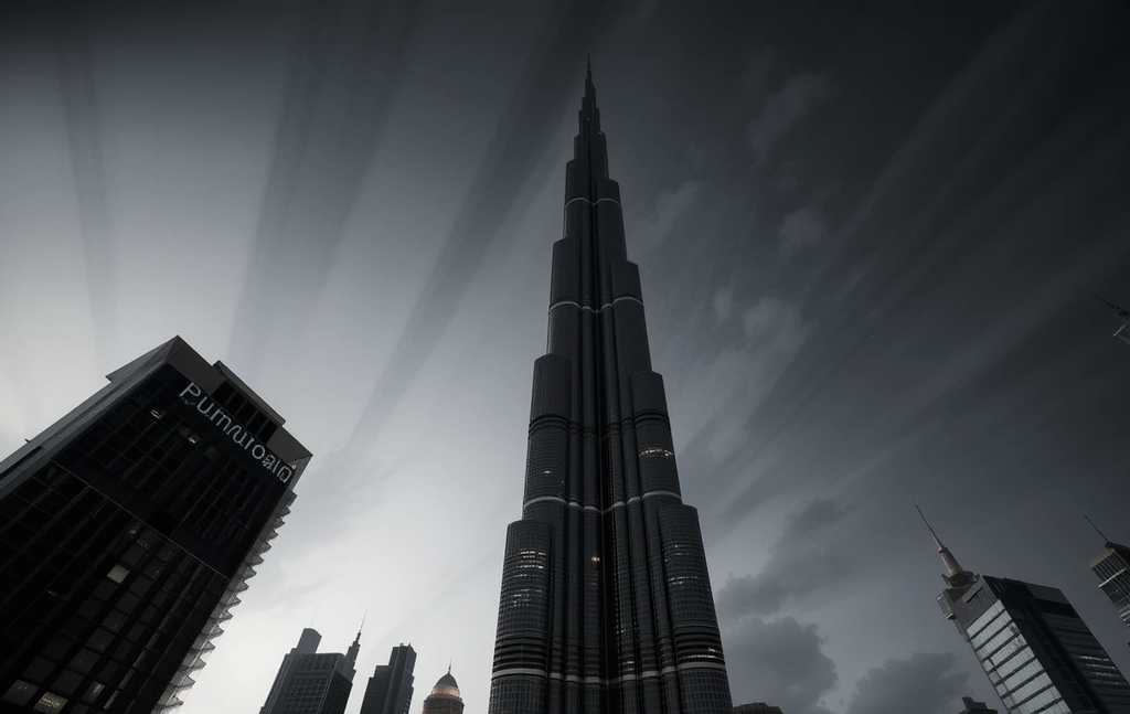 Burj Khalifa-like tower from below
