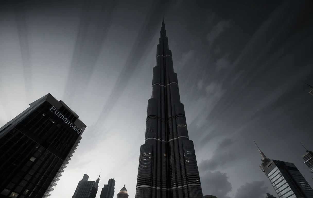 Burj Khalifa-like tower from below