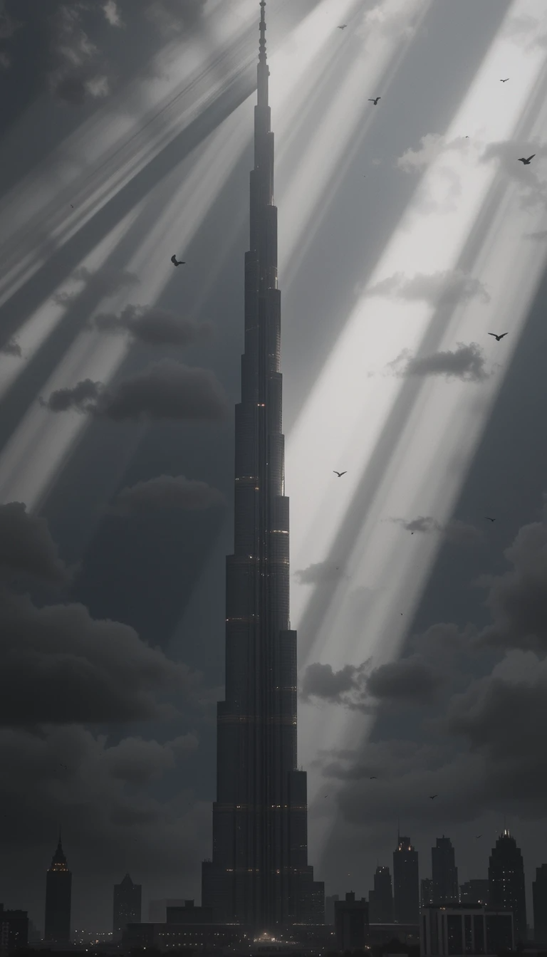 Burj Khalifa-like tower from below