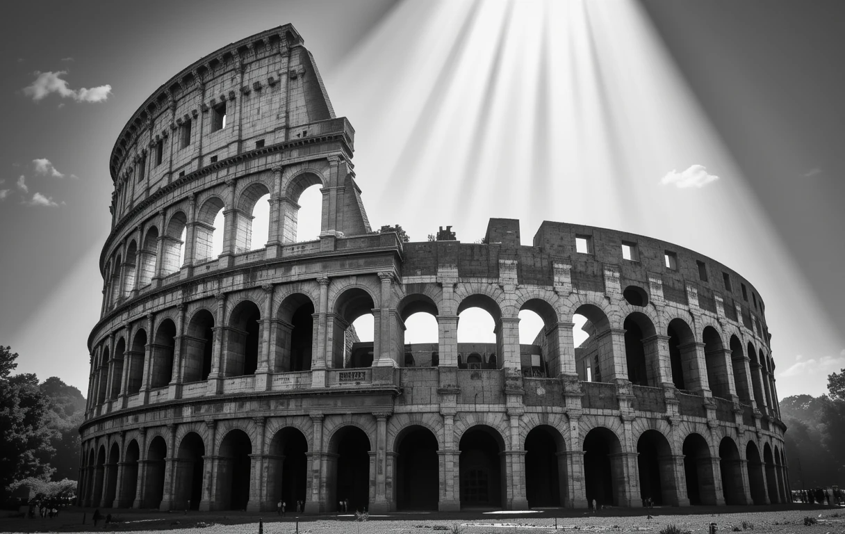 Colosseum with Sun Rays