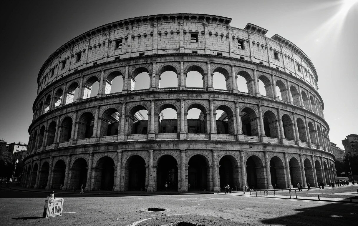 Colosseum with Sun Rays