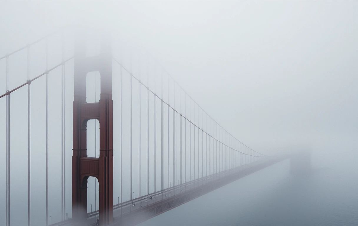 Akashi Kaikyo Bridge in Clouds