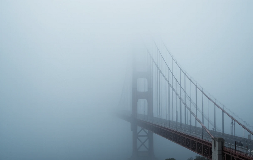 Akashi Kaikyo Bridge in Clouds