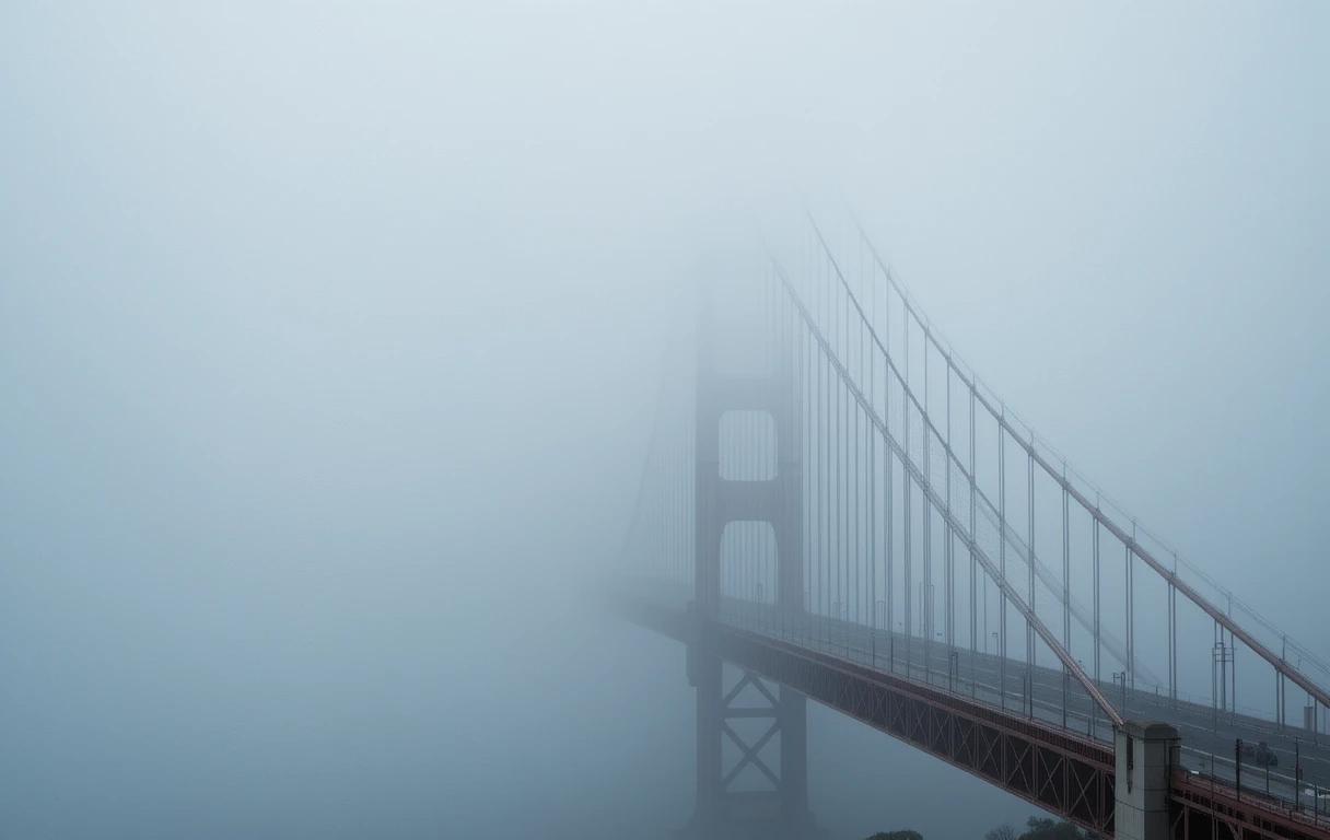 Akashi Kaikyo Bridge in Clouds