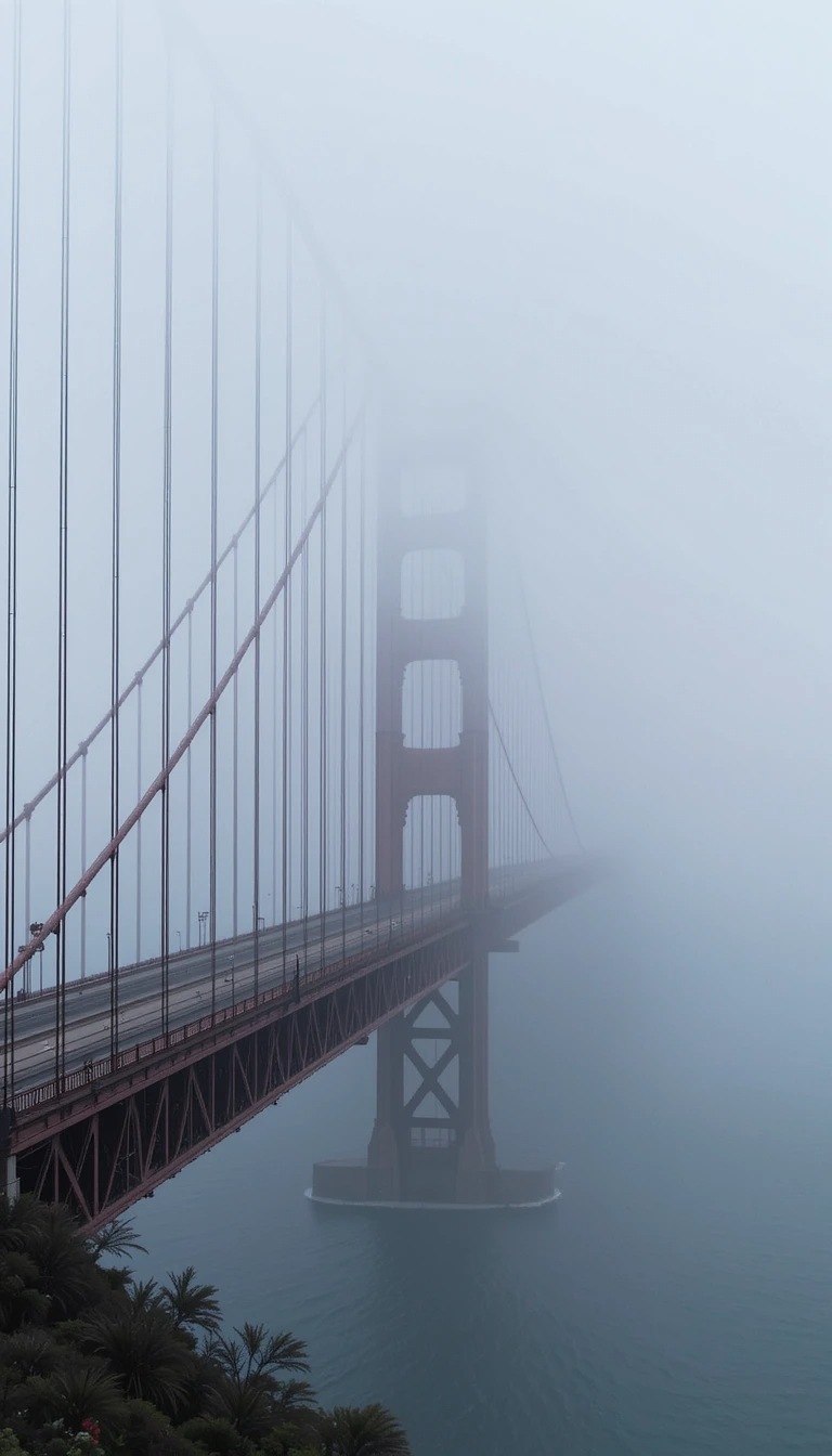 Akashi Kaikyo Bridge in Clouds