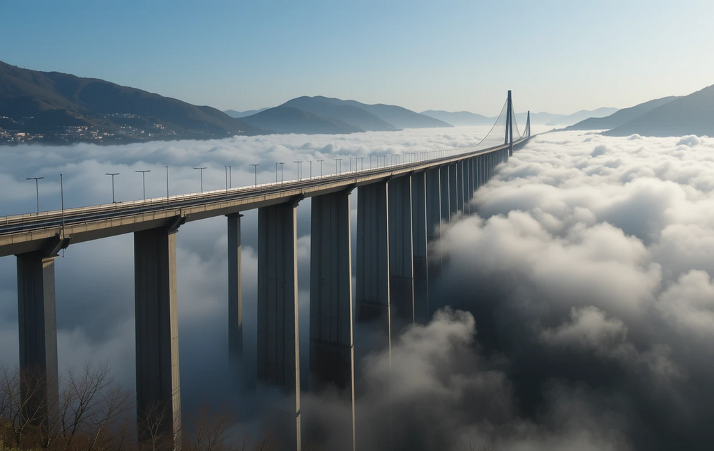 Millau Viaduct Above Clouds