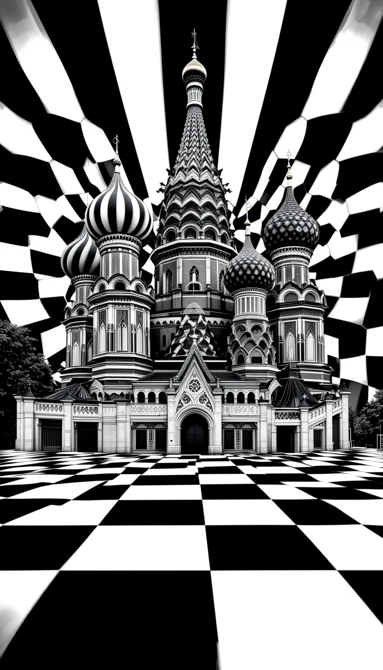 Saint Basil's Cathedral Moscow - Iconic Black and White Architectural Masterpiece Print