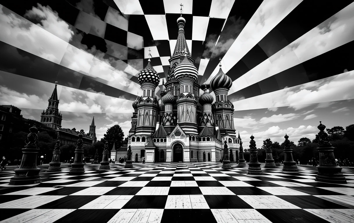 Saint Basil's Cathedral Moscow - Iconic Black and White Architectural Masterpiece Print
