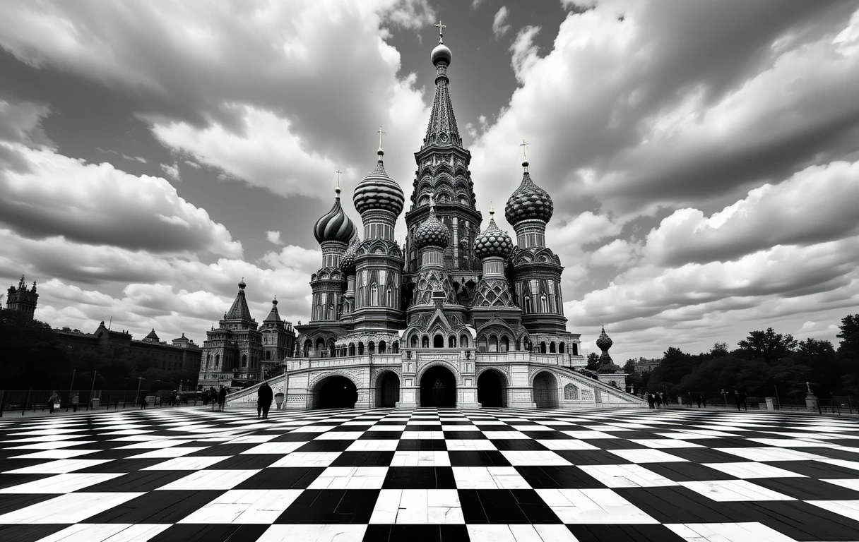 Saint Basil's Cathedral Moscow - Iconic Black and White Architectural Masterpiece Print