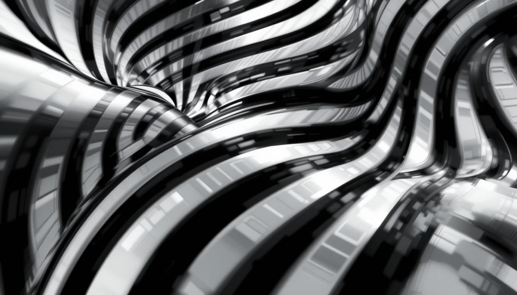 Abstract Black and White Fluid Waves - Modern Minimalist Digital Art Print