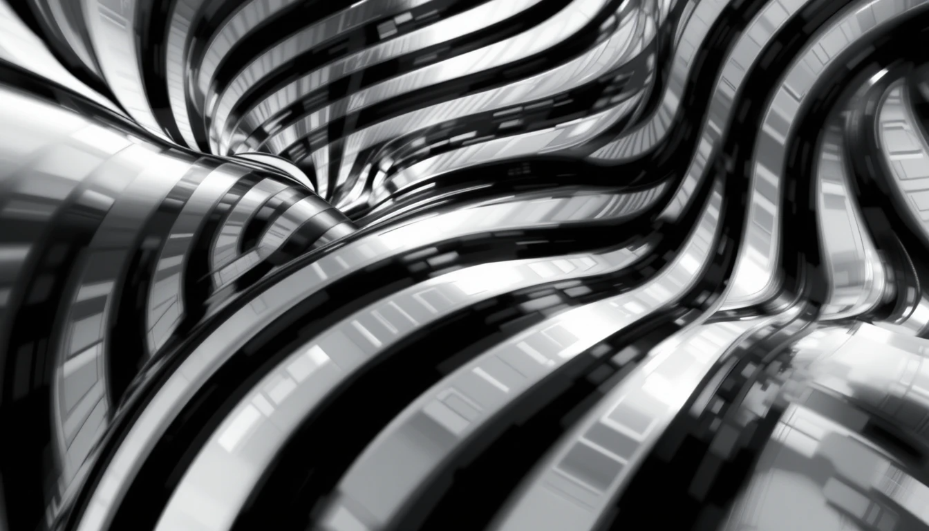 Abstract Black and White Fluid Waves - Modern Minimalist Digital Art Print