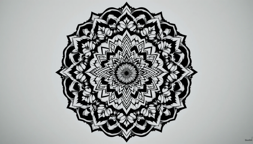 Black and White Mandala Wall Art Print