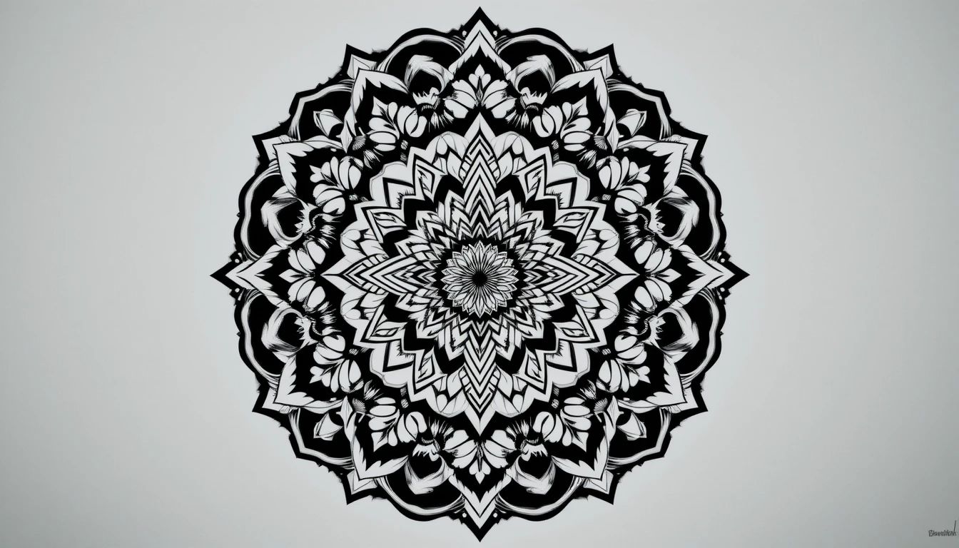 Black and White Mandala Wall Art Print