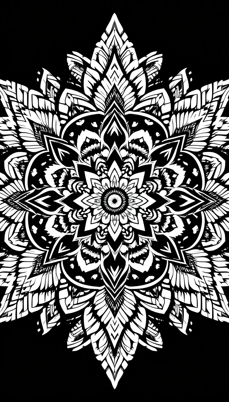 Black and White Mandala Wall Art Print
