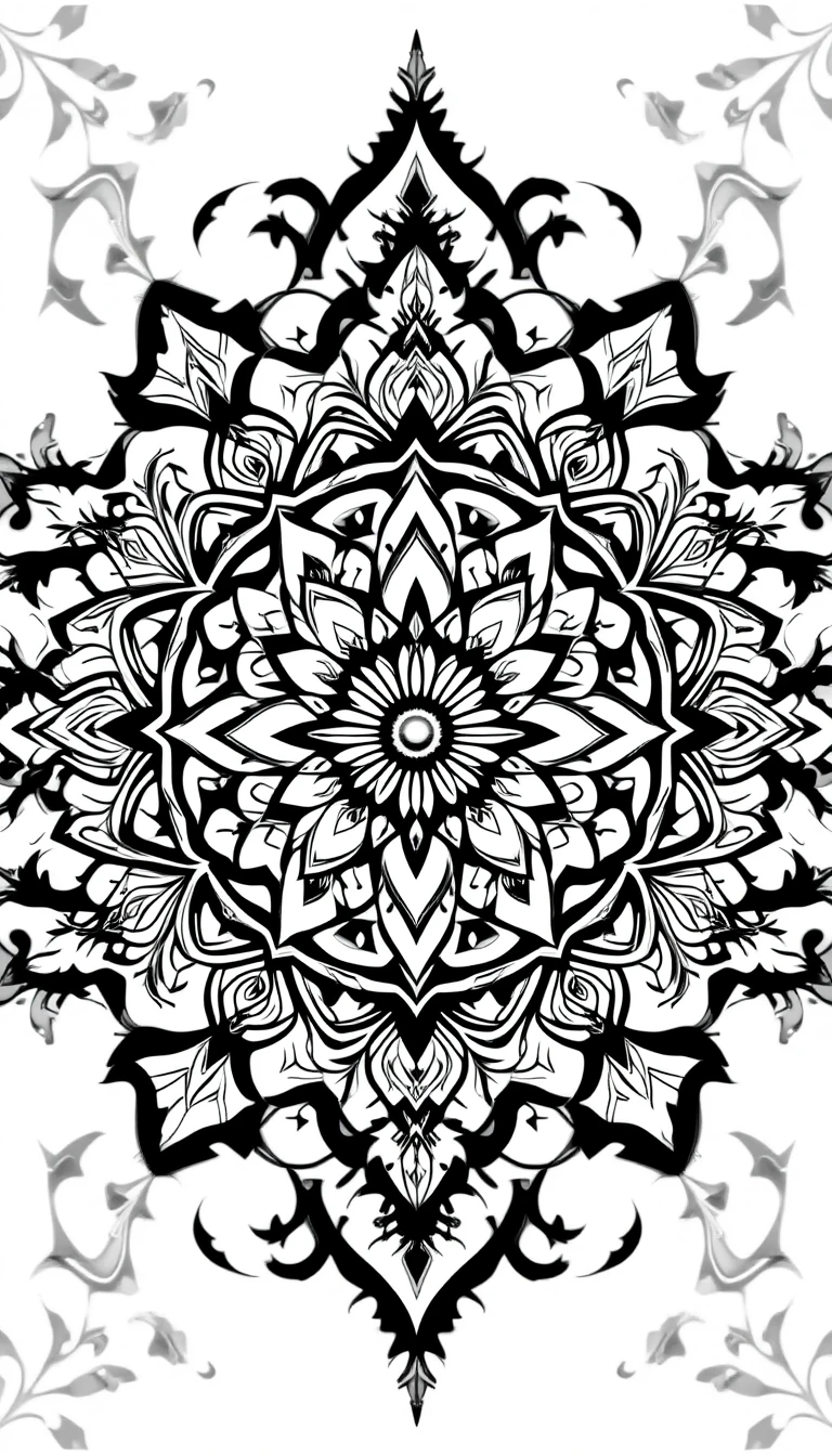 Black and White Mandala Wall Art Print