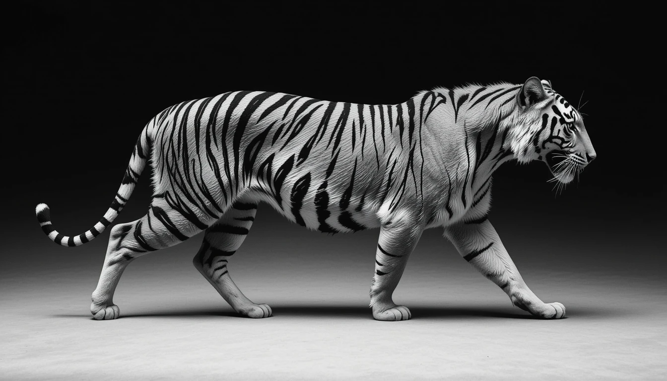 Intense White Tiger Portrait - Dramatic Black and White Animal Photography Canvas Print
