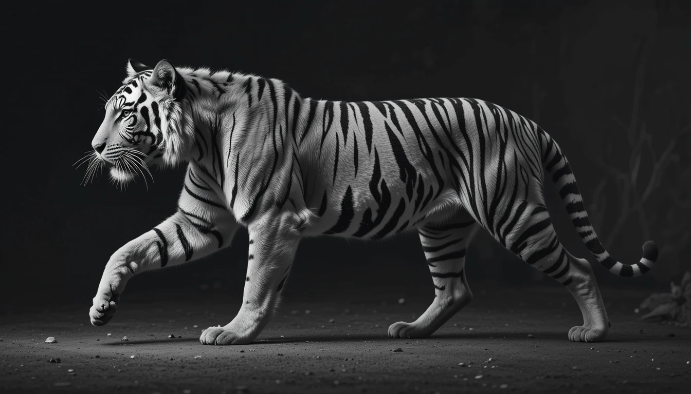 Intense White Tiger Portrait - Dramatic Black and White Animal Photography Canvas Print