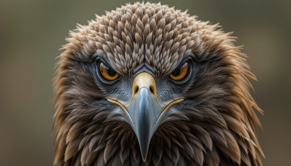 Piercing Golden Eagle Close-Up - Fierce Black and White Bird of Prey Portrait Print