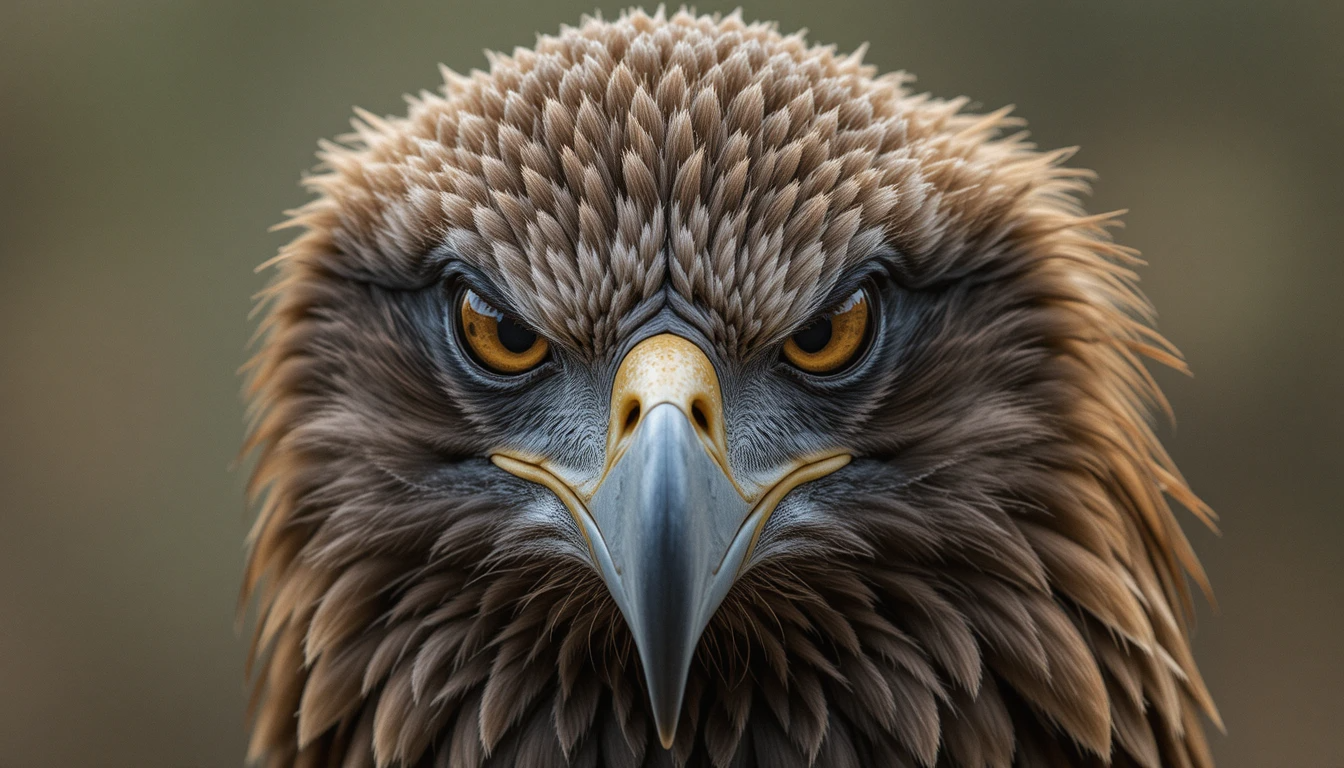 Piercing Golden Eagle Close-Up - Fierce Black and White Bird of Prey Portrait Print