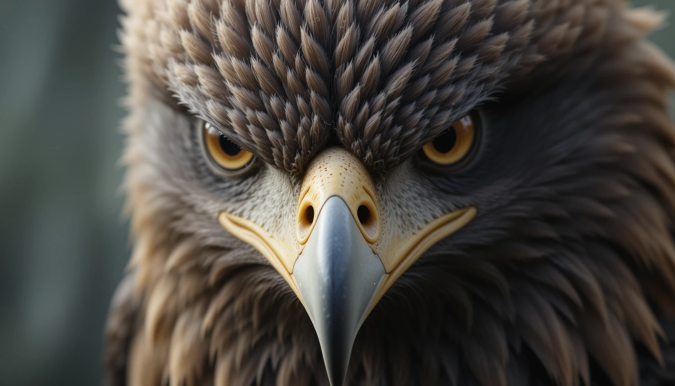 Piercing Golden Eagle Close-Up - Fierce Black and White Bird of Prey Portrait Print
