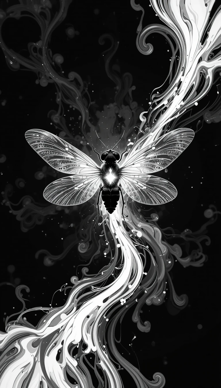 Intricate Fly Macro with Delicate Wings – Monochrome Insect Fine Art Photography