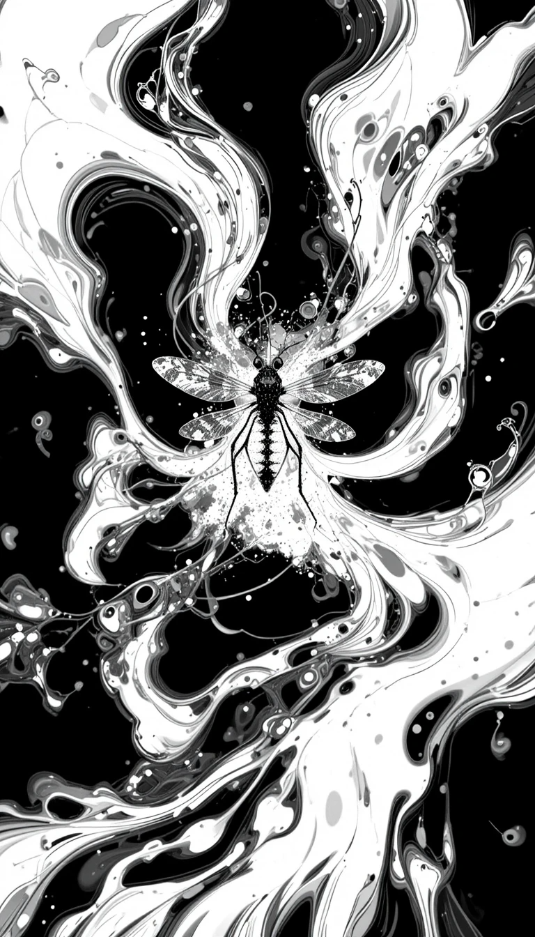Intricate Fly Macro with Delicate Wings – Monochrome Insect Fine Art Photography