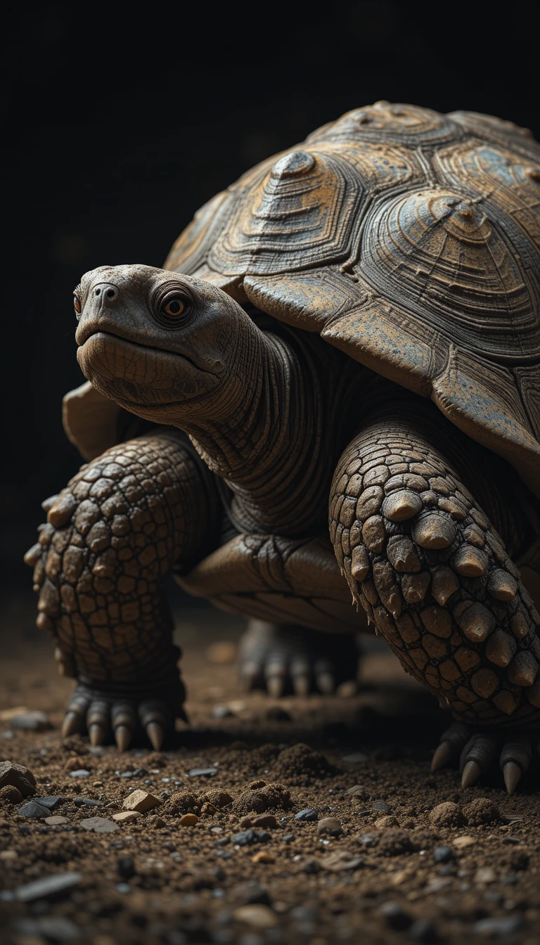 Ancient Tortoise Close-Up Portrait – Timeless Black and White Reptile Fine Art