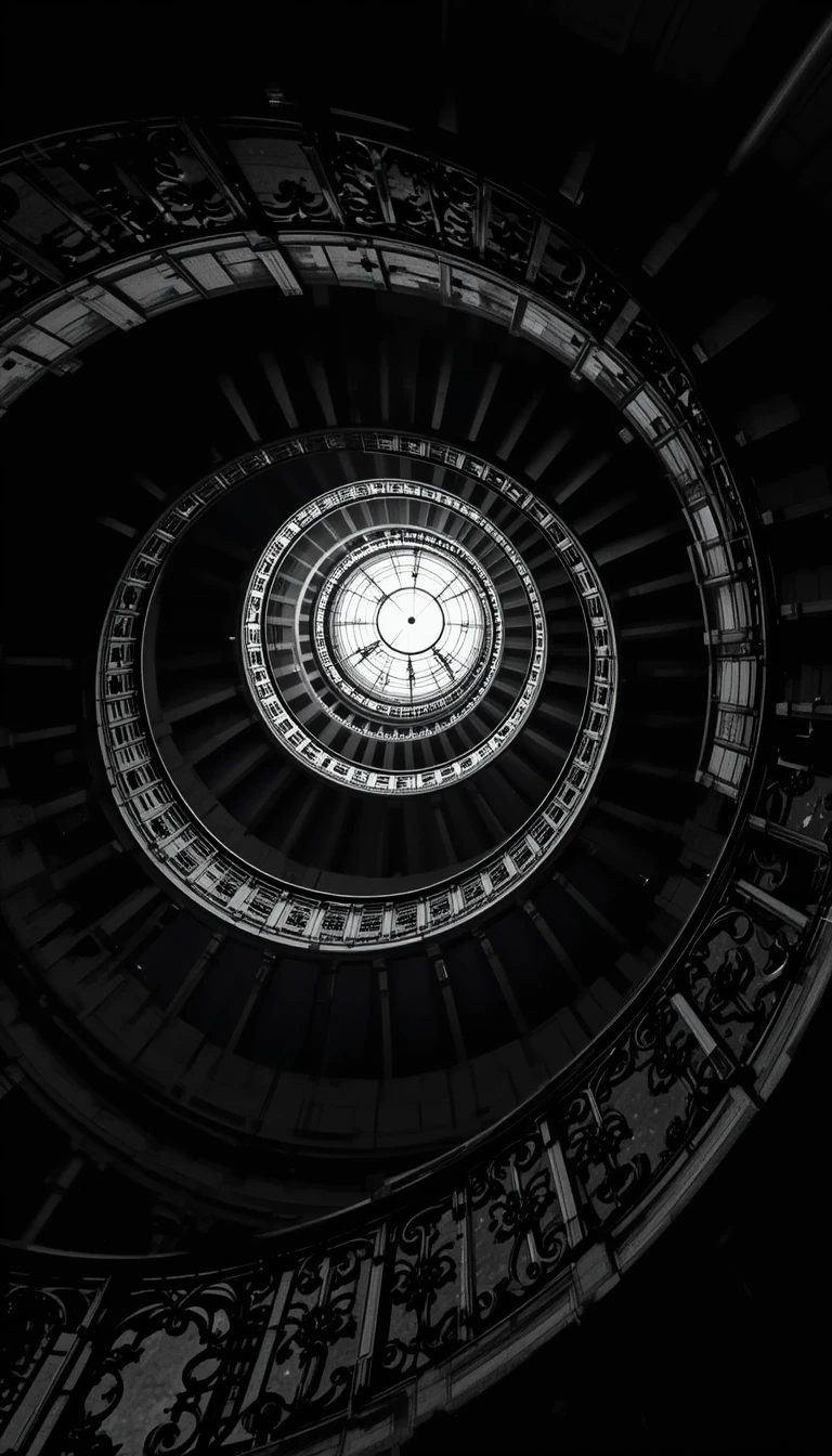 Hypnotic Spiral Staircase – Architectural Black and White Fine Art Print
