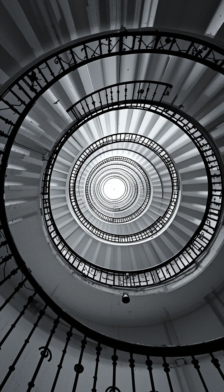 Hypnotic Spiral Staircase – Architectural Black and White Fine Art Print