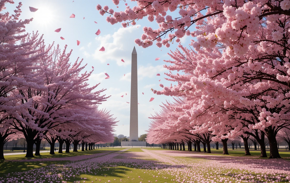Washington Monument Cherry Blossoms My Store