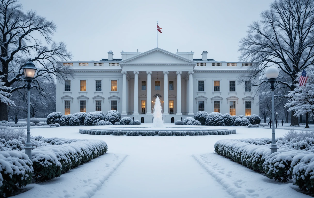 Snowy White House Winter Scene My Store