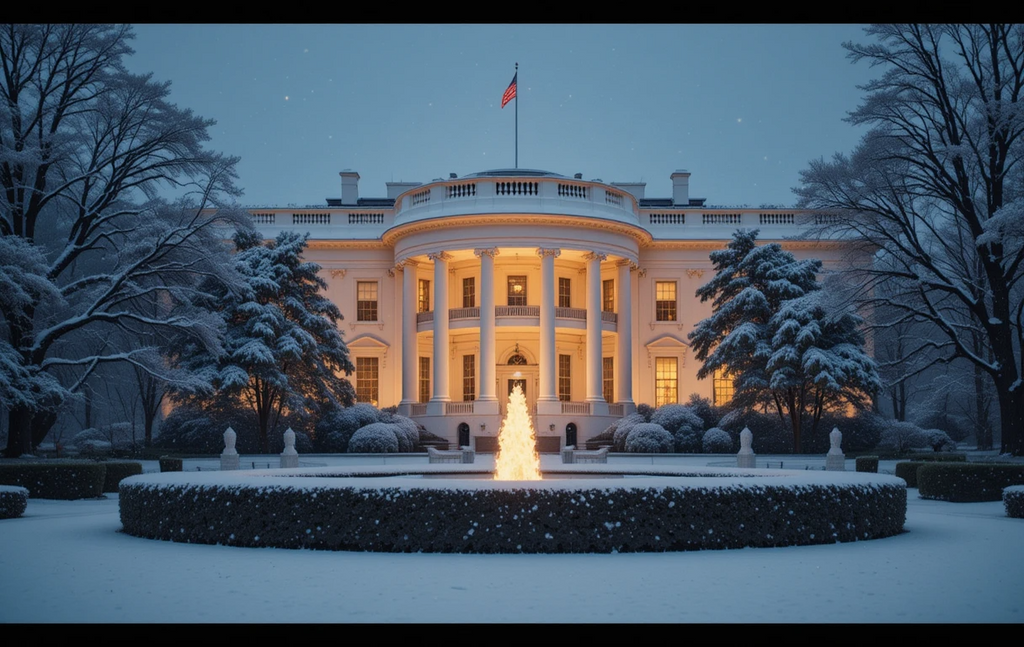 Snowy White House Winter Scene My Store