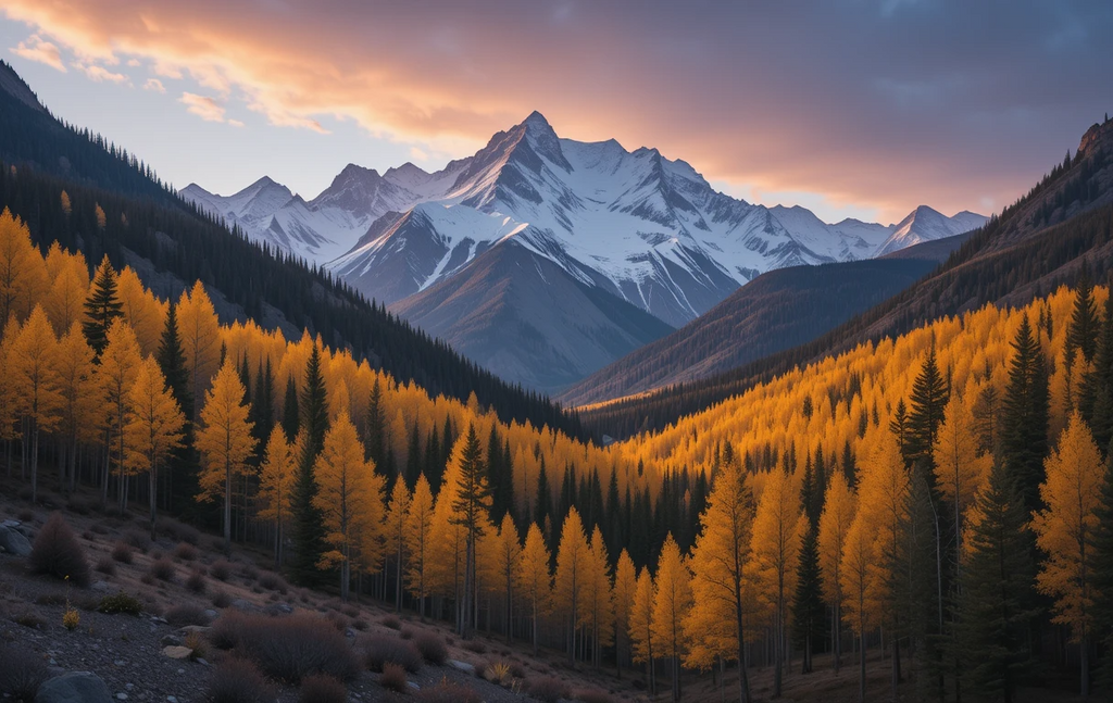Snow-Capped Rocky Mountain Autumn My Store