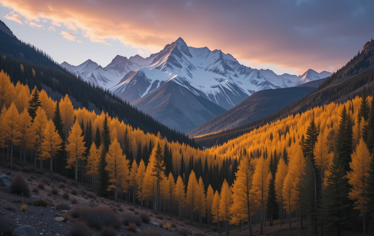 Snow-Capped Rocky Mountain Autumn My Store