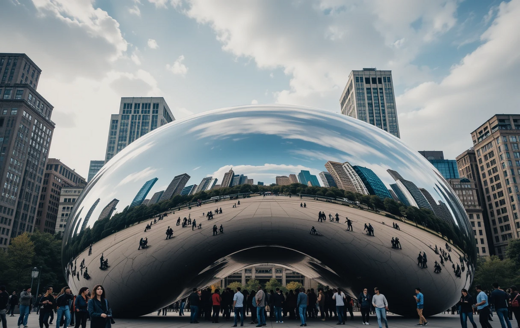 Chicago Bean Cloud Gate Sculpture - Mirror Reflections Skyline My Store