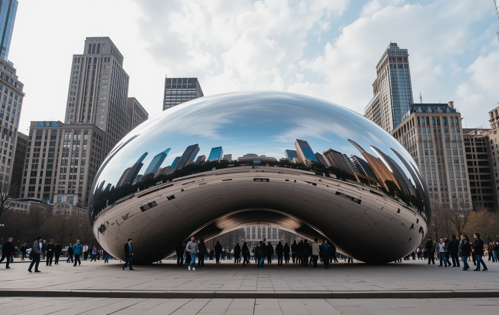 Chicago Bean Cloud Gate Sculpture - Mirror Reflections Skyline My Store